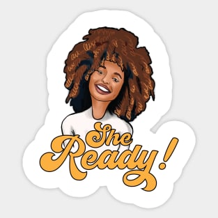 She Ready! Black Woman with the Golden Afro Locks Sticker